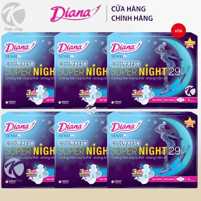 Combo 6 Gói Băng Vệ Sinh Diana Super Night Siêu Ban Đêm 29cm ( 1 gói / 4 miếng )