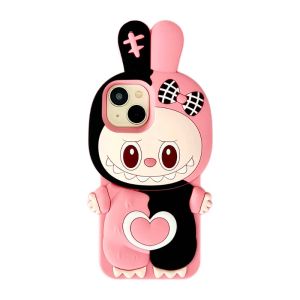 💗Internet celebrity trend+In stock+COD Cute 3D Cartoon LaBuBu Monsters Case Soft Silicone Cover For iPhone 16 15 14 13 12 11 Pro X XS Max XR 6 6S 7 8 Plus
