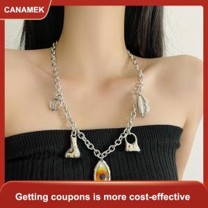 【CANAMEK 】 Personality Temperament Alloy Eyes Facial Charms Necklace For Women Fashion Jewelry Novelty Design Waist Chain Accessories
