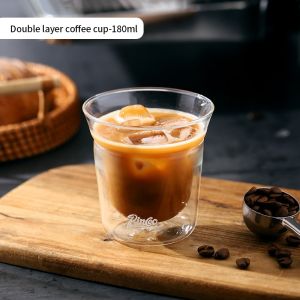 BINCOO Glass Coffee Pot Double Layer Hand Brewed Coffee Sharing Pot with Handle for Home and Office 400ML