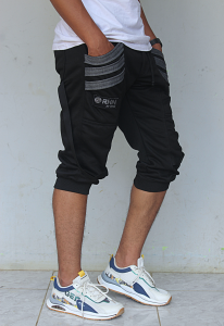Celana jogger pendek pria 3/4 pariasi strip