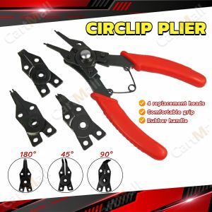 4 In 1 Circlip Pliers Internal External Curved Straight Pliers Retaining Clips Snap Ring Tip Multitool Pliers Red