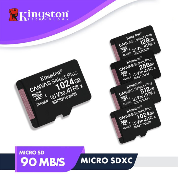Kingston Canvas Select Plus SD Card 128GB/256GB/512GB/1TB MicroSDXC MicroSD  Card with Android A1 Performance Class Lazada PH