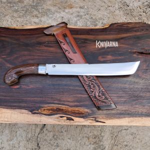 Pisau Tebas Kopak Rawing - Baja Full Tang Rasamala dengan Ukiran Artistik