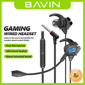 BAVIN HX863 Gaming Earphones HiFi Audio Stereo Surround Sound w/ 3.5mm Jack HD Voice Dual Microphone and Universal