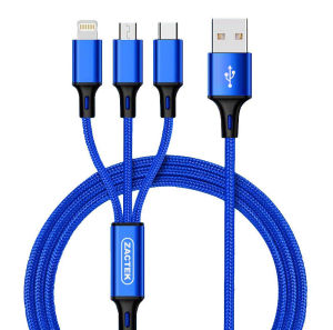 🔥Hot Sale 3 In 1 Micro USB Type C Fast Charging Cable 3A Nylon Braided Phone Data Line for Iphone 15 14 Xiaomi Huawei USB C Wire Cord