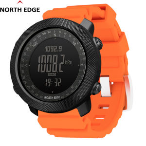 NORTH EDGE Original Military Tactical Mens Watch Alloy Case Compass Barometer Altimeter Swimming Outdoor Watch 50M Waterproof Pedometer Calories Climbing APACHE 3 Watch For Men