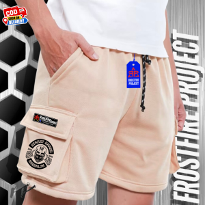 Frostfire Project Celana Cargo Pendek Bahan Fleece Adem Lembut Motif Dope Pink ShortPants Cargo Santai