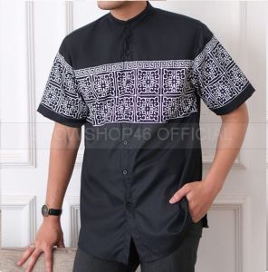 Baju muslim Pria Lengan Pendek full warna Size m- xl ld 108 - 116 bahan toyobo koko rumi