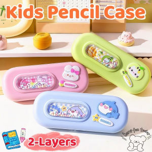 2-Layer Large Capacity Plastic Pencil Case Cute Creative Stationery Organizer for Girls Kids