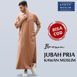 Jubah Gamis Pria Resleting Kawan Muslim Lengan Pendek Bahan Katun Toyobo Premium