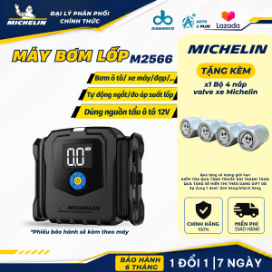 [Chính Hãng Michelin] Máy bơm lốp Ô TÔ Xe Máy M2566 Dùng tẩu 12V 168w tự động ngắt đo áp suất lốp BH 6 Tháng