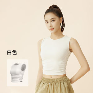 Áo Không Tay Xếp Nếp Gấp Hai Bên Hàng Mới Mùa Hè SUDU Áo Vest Tập Yoga Thể Thao Ôm Eo Nữ