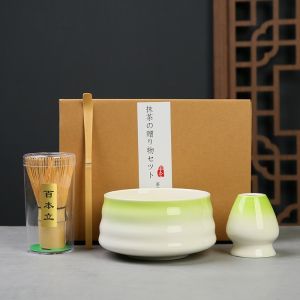 SJJL Matcha Spoon Japanese Matcha Tea Set Tea Sticks Match Bowl Green Tea Whisk Reusable Bamboo Ceramic Matcha Brush for Tea Lovers