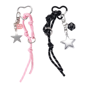 Lovely Heart Keychain Braided Rope Keyring Star Car Key Chain Backpack Handbag Charm Bag Charm Bag Pendant Ornaments