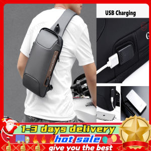 [ReadyStock] Waterproof Men Crossbody Bag TSA Anti-theft Chest Bag Password Lock Sling bag USB Charging Cross Body Bag Men 2022 NEW