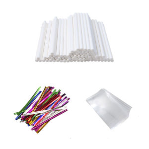 100set Tongkat Kertas+Plastik 6x9 + Pita Cookies Lolipop Souvenir Goodie Bag