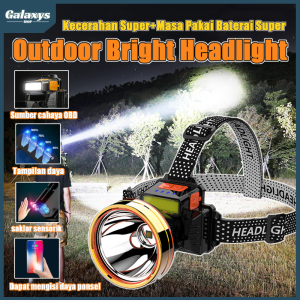 LED Senter Super Terang/Terang Anti Air/USB Rechargeable/Dengan Sensor ORI/senter Berkemah Senter Kepala Super Terang/Rechargeable Head Light/Bisa Di Cas Kepala Cahaya Terang Outdoor