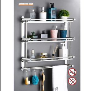 LAVENDER RAK STAINLESS STEEL 3 LAYER Rak Kamar Mandi Dinding Rak Bumbu Dapur Stainless Steel Rak Tempel Gantung Tempat Handuk Tempel