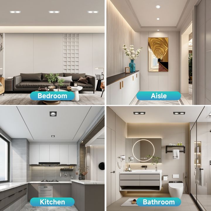 CHENBEN Tricolor Recessed Downlight GU10 Replaceable Bulb Spotlight LED ...