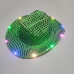 TWCEJE168 Colorful Flashing LED Cowboy Hat Pearlescent Finish Luminous Design Flashing Cap Fashion Decor Fit Disco Hats Carnival Party