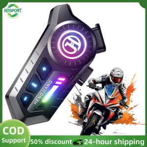【HOSPORT】Motorcycle Headset Built-in Mic Wireless Helmet Earphone with Colored Lights for Motorcycles Skiing and Cycling【1-3 days delivery】