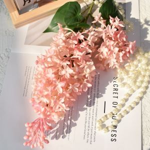 RANG Pink Artificial Silicone Lilac Flower 75 Cm Simulation Artificial Faux Plants  Purple Plastic Fake Flower Wedding Decoration