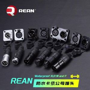 Neutriks REAN 3 Pin XLR Cable Connectors IP65 Outdoor Dust Water Proof Male / Female Brass Pin Microphone Cable Plug UL94 V-0