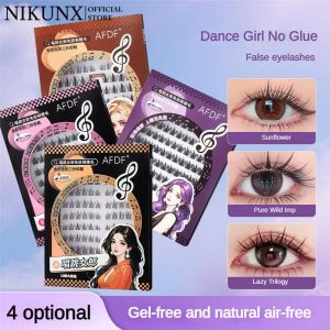 NIKUNX ขนตาคลัสเตอร์ติดกาวความจุมากขนตาปลอมที่ติดขนตาปลอมทานตะวันสิบแถวไม่ติดกาวสำหรับขี้เกียจ