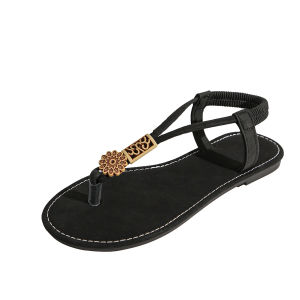 Free Shipping Summer New Plus-Size Flat Sandals With Rhinestone Toe-Post Design WomenS Slip-On Sandals Beach Sandals In Stock