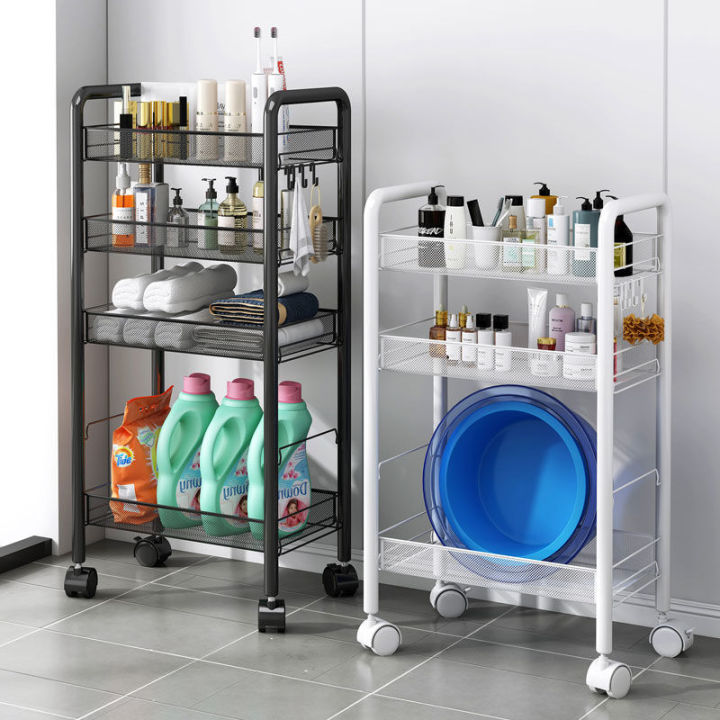 bathroom rack with wheel Storage shelf pulley Rack Stainless Steel ...