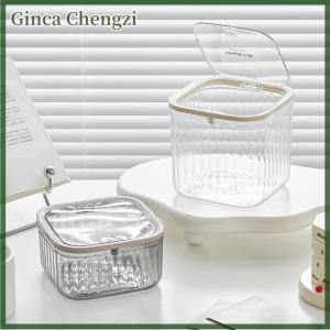 Ginca Press Type Desktop Trash Convenient Plastic Transparent Storage Box Desk Organizer Office Supplies