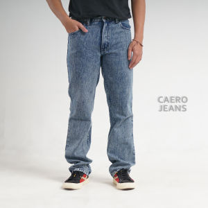 CAERO JEANS REGULER CELANA PANJANG PRIA DENIM BLACK BLUE SNOW WASH