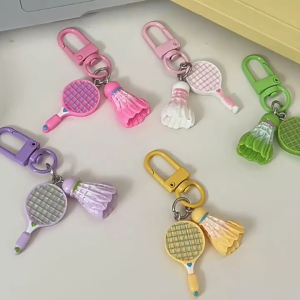 Funny Cartoon Shuttlecock Keychain User Friendly Resin Plastic Charm Cheerful Accessory For Backpacks Keys or Gift