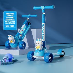 scooter for kids boy girl Foldable 3 wheel childrens scooter illuminated wheel toy scooter with music folding scooter for kids boys and girls toy car gift for kidskids light wheel+musicwith