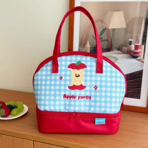 LIFE SHOPS Large Capacity Cartoon Cat Lunch Bag Cartoon Lightweight Korean Style Handbag Cute Insulated Tote Bag Small Tote Bag Cosmetic Bag