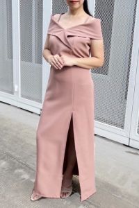 เสื้อผ้าไซส์ใหญ่. ชุดยาวคนอ้วน ชุดไปงานแต่งกลางคืน เดรสสายเดี่ยวไซส์ใหญ่ ราตรีแขนสั้น