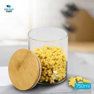 One Two Cups Toples kue lebaran Kaca Bulat Penyimpanan Makanan Coffee Storage Glass