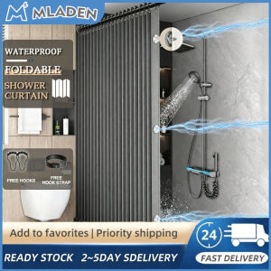 MLADEN Magnetic Shower Curtain Thicked Blackout Mildew Proof Waterproof Foldable Bathroom Curtain