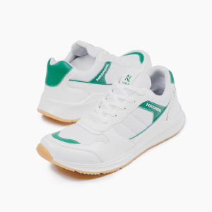 Naz Zipo Axl 038 Sepatu Pria Sneakers Olahraga Badminton Putih List Biru Casual Sintetis Mesh High Quality