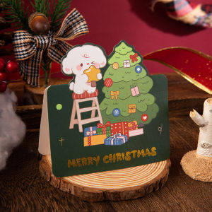 [SG]🎅🎄Christmas Greetings Card(1pcs/set)Xmas Gift Cards Gift Box DIY Cute Message Card Xmas Party