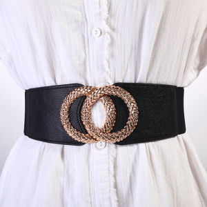 Panda SJK Belt Women Wide Waistband Korean Style Leather PU Luxury Metal Buckle Elastic Adjustable Ladies Dress Skirts Accessories Clothes 2023 INS tali pinggang perempuan