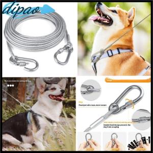 【dipao】 Double-headed Dog Tie Out Cable Leash raction Rope With Metal Buckle Steel Wire Anti-rust Training CollarOutdoor Dogs Strap