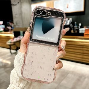 Glitter Star Wave Border Candy Color Case for Samsung Galaxy Z Flip 7 6 5 ZFlip 3 4 flip7 Bling Epoxy Curly Shockproof TPU Cover