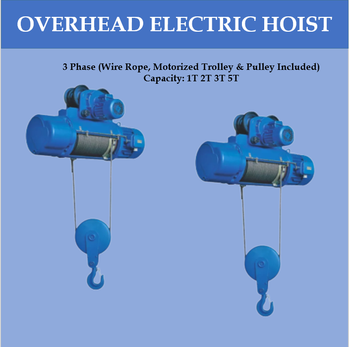 Twin Supply 1-5T Overhead Electric Hoist 3 Phase (Wire Rope, Motorized ...