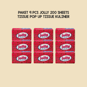 (9 pack) Jolly Pop Up Kuliner Tissue 200 sheet 2 ply Tisu Meja Makan Kotak Mini Uk Kecil Untuk Lap Mulut
