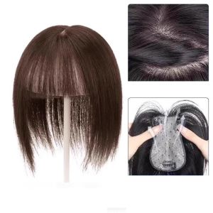 IVAOU Natural Synthetic Hair Toppers Wig Clip in Fake Bangs 3D Hair Bangs Fashion Styling Invisible Breathable Hair Piece Women