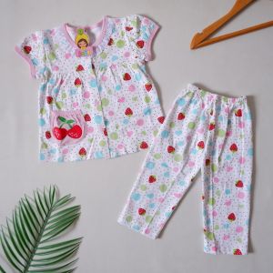 Piyama Anak Perempuan atau Pakaian Jumper Tidur Fashion Model Korea Celana Panjang Import Strawberry Pendek