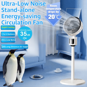 Ultra-Quiet Floor-Standing Energy-Saving Air Circulation Fan Rechargeable 3 Speed Oscillating Stand Fan Silent Floor Fan