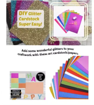 Glitter Art Cardstock Paper Sparkle A4 Size 250gms for DIY Craftwork (Assorted Colors)